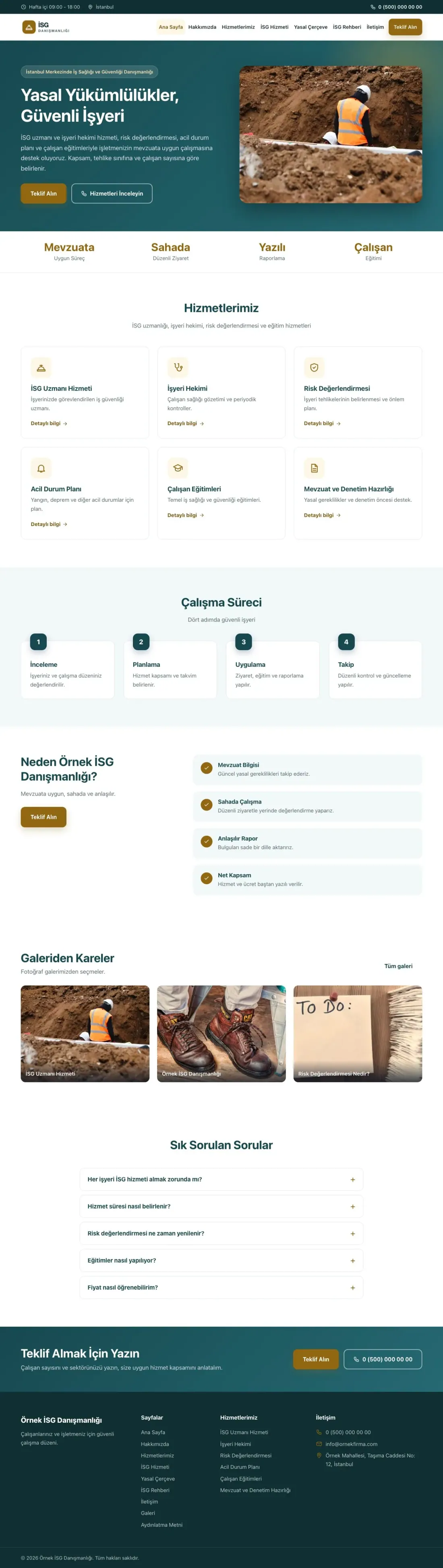 İş Sağlığı ve Güvenliği Danışmanlığı için Klasik Petrol Amber – İş Sağlığı ve Güvenliği Danışmanlığı Web Sitesi ana sayfa görünümü