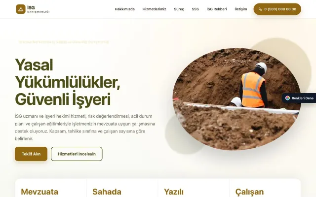 İş Sağlığı ve Güvenliği Danışmanlığı için Tek Sayfa Zeytin Amber – İş Sağlığı ve Güvenliği Danışmanlığı Web Sitesi ana sayfa görünümü