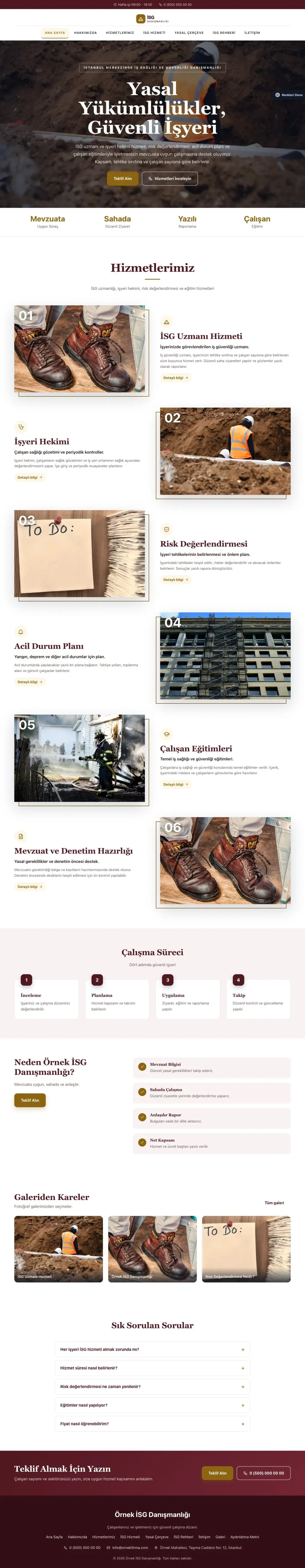 İş Sağlığı ve Güvenliği Danışmanlığı için Zigzag Bordo Amber – İş Sağlığı ve Güvenliği Danışmanlığı Web Sitesi ana sayfa görünümü