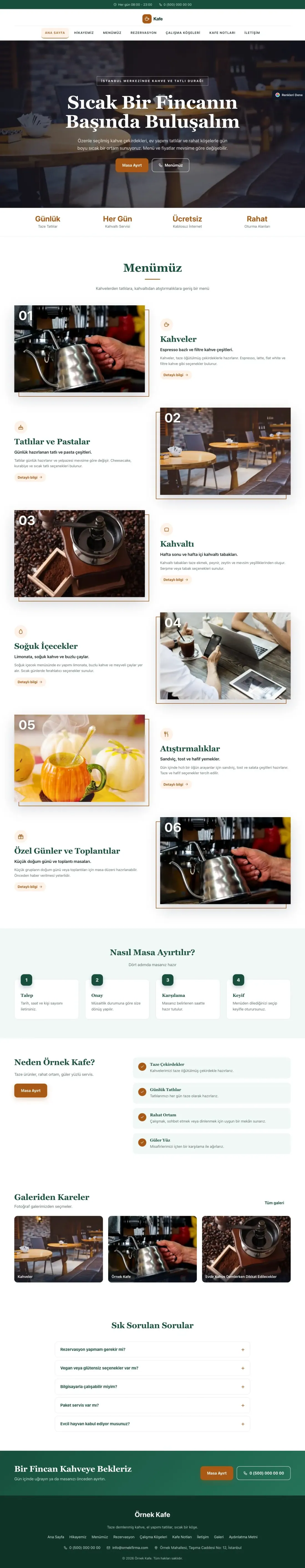 Kafe için Zigzag Petrol Turuncu – Kafe Web Sitesi ana sayfa görünümü