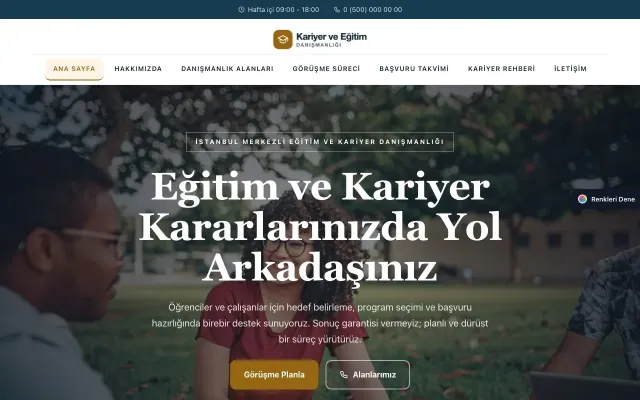 Kariyer ve Eğitim Danışmanlığı için Zigzag Mavi Turuncu – Kariyer ve Eğitim Danışmanlığı Web Sitesi ana sayfa görünümü