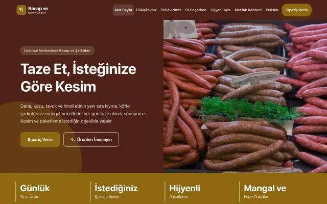 Kasap ve Şarküteri için Blok Bordo Amber – Kasap ve Şarküteri Web Sitesi ana sayfa görünümü