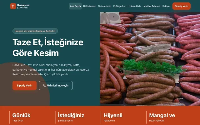 Kasap ve Şarküteri için Blok Petrol Turuncu – Kasap ve Şarküteri Web Sitesi ana sayfa görünümü