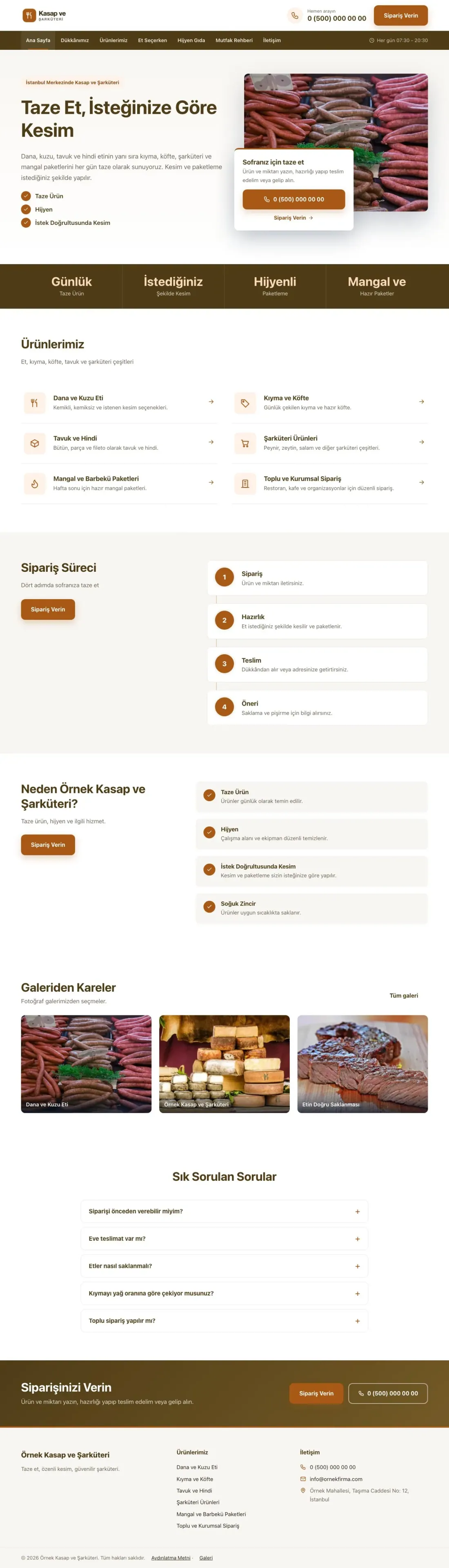 Kasap ve Şarküteri için Bölünmüş Kahve Turuncu – Kasap ve Şarküteri Web Sitesi ana sayfa görünümü