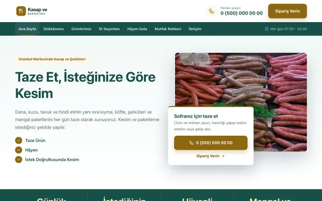 Kasap ve Şarküteri için Bölünmüş Petrol Amber – Kasap ve Şarküteri Web Sitesi ana sayfa görünümü