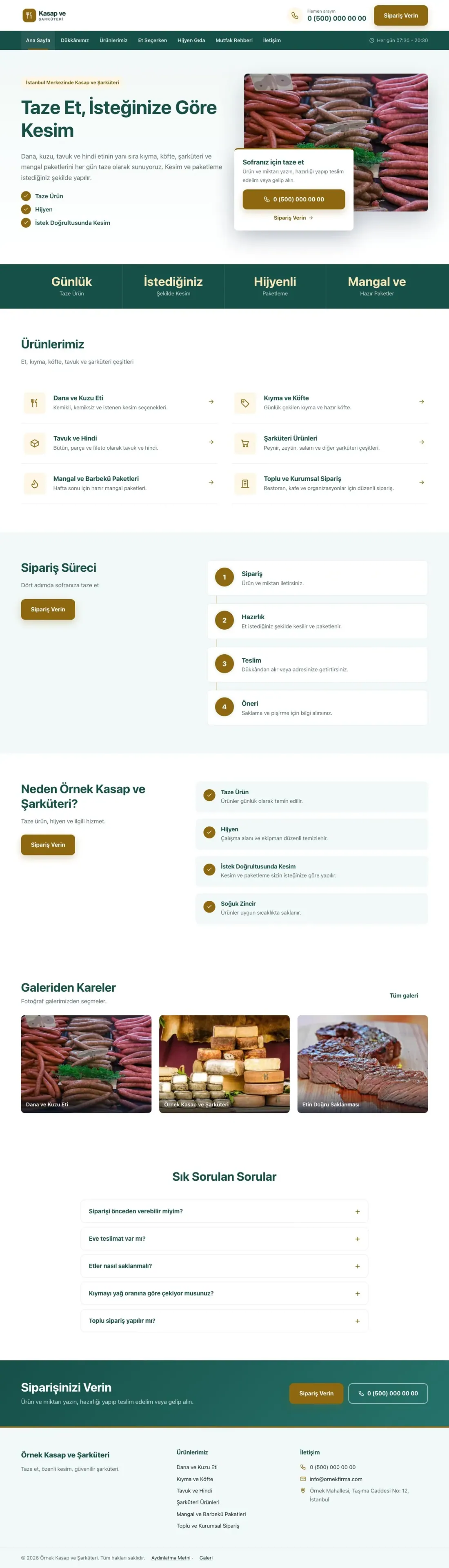 Kasap ve Şarküteri için Bölünmüş Petrol Amber – Kasap ve Şarküteri Web Sitesi ana sayfa görünümü