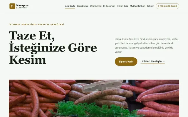 Kasap ve Şarküteri için Dergi Editoryal Yeşil Amber – Kasap ve Şarküteri Web Sitesi ana sayfa görünümü
