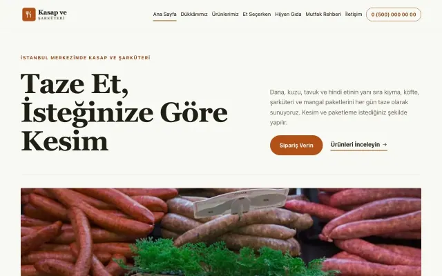 Kasap ve Şarküteri için Dergi Editoryal Zeytin Turuncu – Kasap ve Şarküteri Web Sitesi ana sayfa görünümü