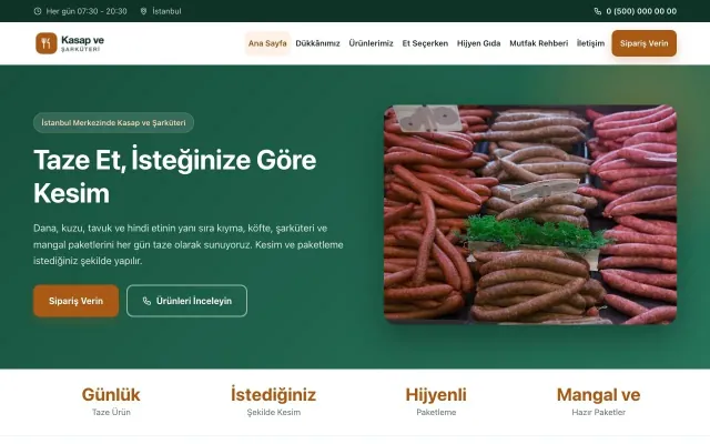 Kasap ve Şarküteri için Klasik Petrol Turuncu – Kasap ve Şarküteri Web Sitesi ana sayfa görünümü