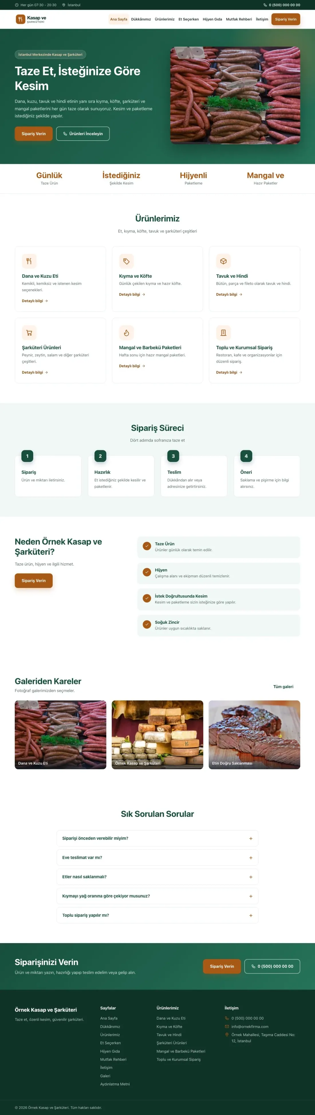 Kasap ve Şarküteri için Klasik Petrol Turuncu – Kasap ve Şarküteri Web Sitesi ana sayfa görünümü