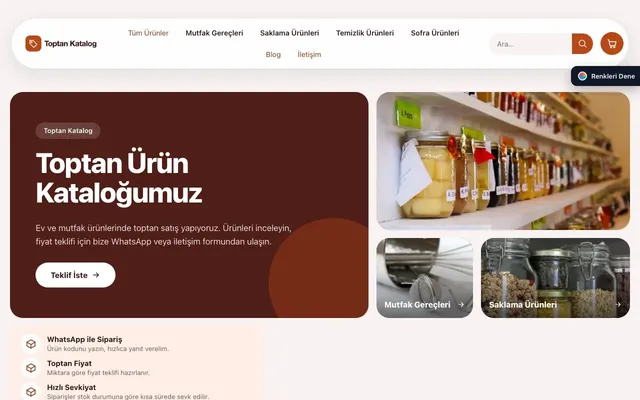 Katalog Sitesi için Bento Bordo Turuncu – Katalog Sitesi ana sayfa görünümü