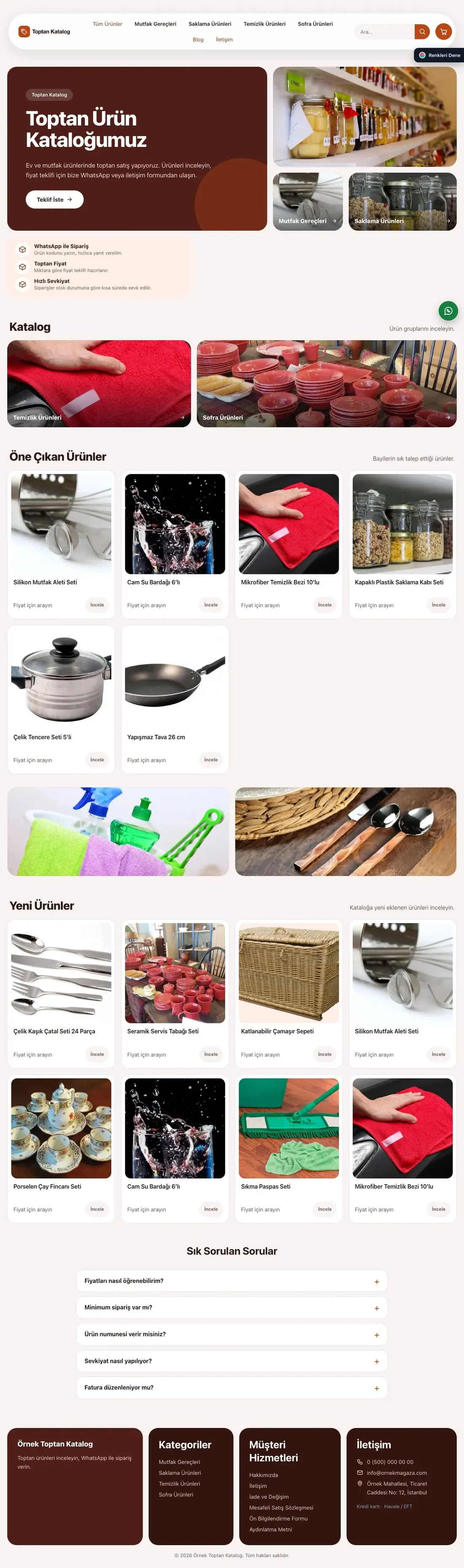 Katalog Sitesi için Bento Bordo Turuncu – Katalog Sitesi ana sayfa görünümü