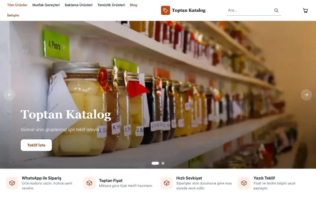 Butik Mavi Turuncu – Katalog Sitesi ana sayfa görünümü