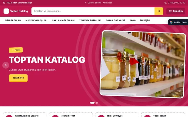 Katalog Sitesi için Kampanya Lacivert Pembe – Katalog Sitesi ana sayfa görünümü