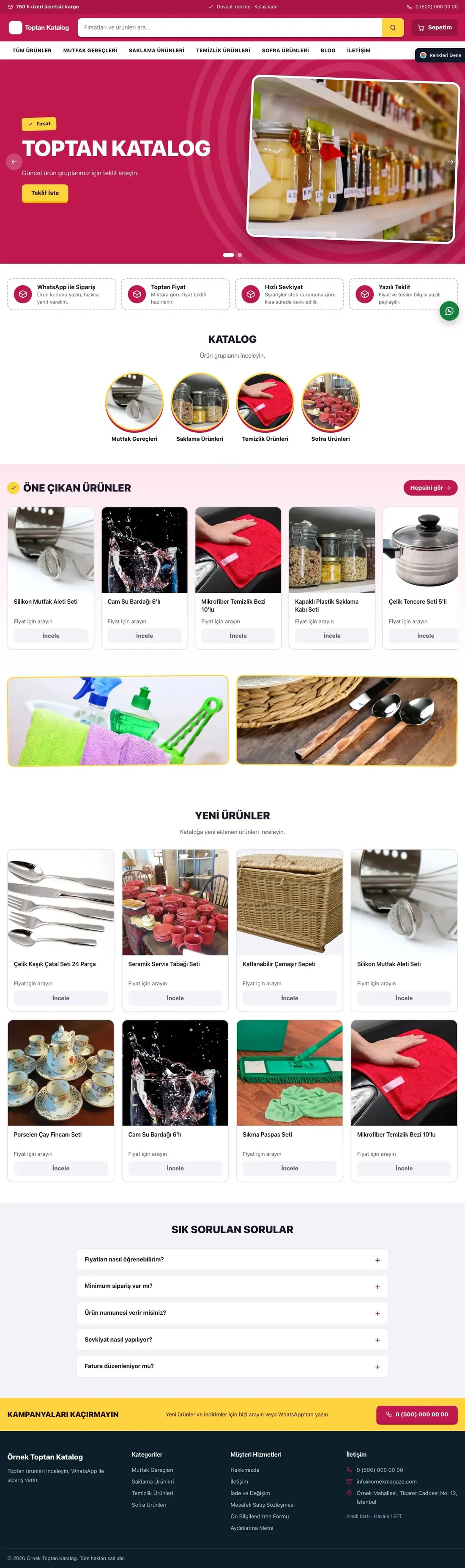 Katalog Sitesi için Kampanya Lacivert Pembe – Katalog Sitesi ana sayfa görünümü