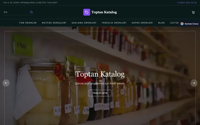 Katalog Sitesi için Koyu Lüks Petrol Mor – Katalog Sitesi ana sayfa görünümü