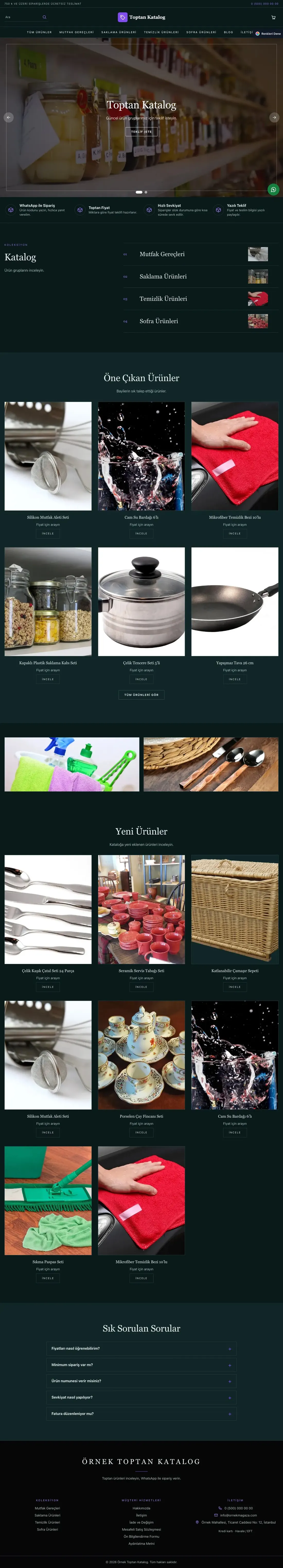 Katalog Sitesi için Koyu Lüks Petrol Mor – Katalog Sitesi ana sayfa görünümü