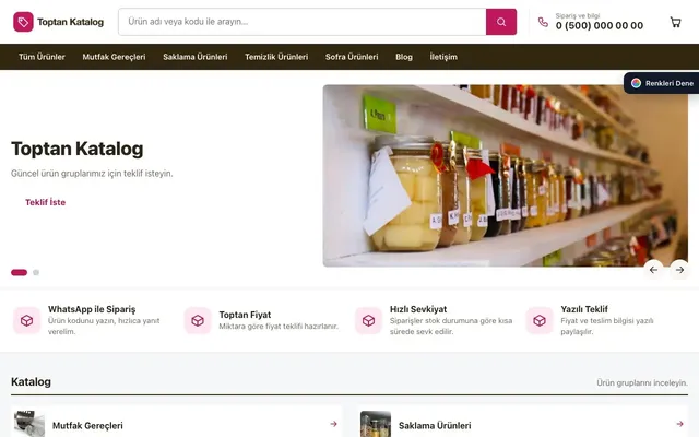 Katalog Sitesi için Liste Kahve Pembe – Katalog Sitesi ana sayfa görünümü