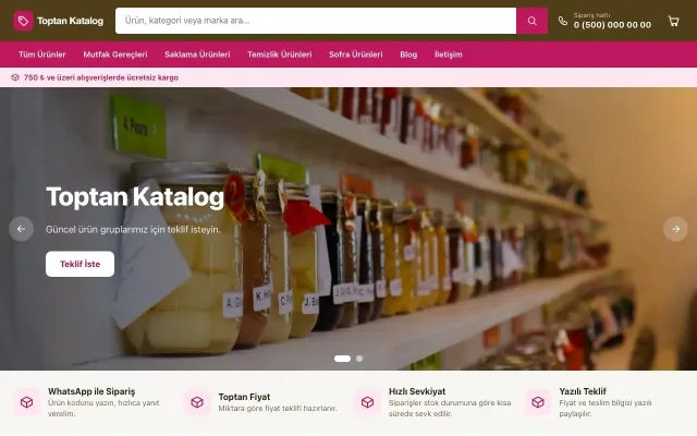 Market Kahve Pembe – Katalog Sitesi ana sayfa görünümü
