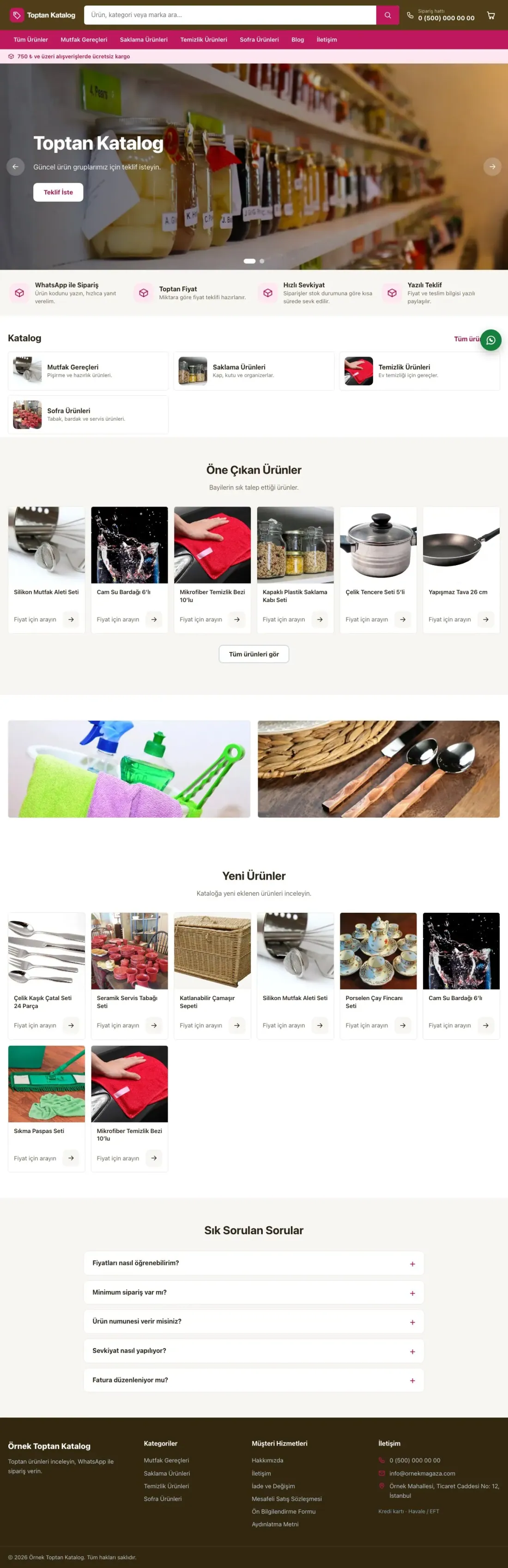 Market Kahve Pembe – Katalog Sitesi ana sayfa görünümü