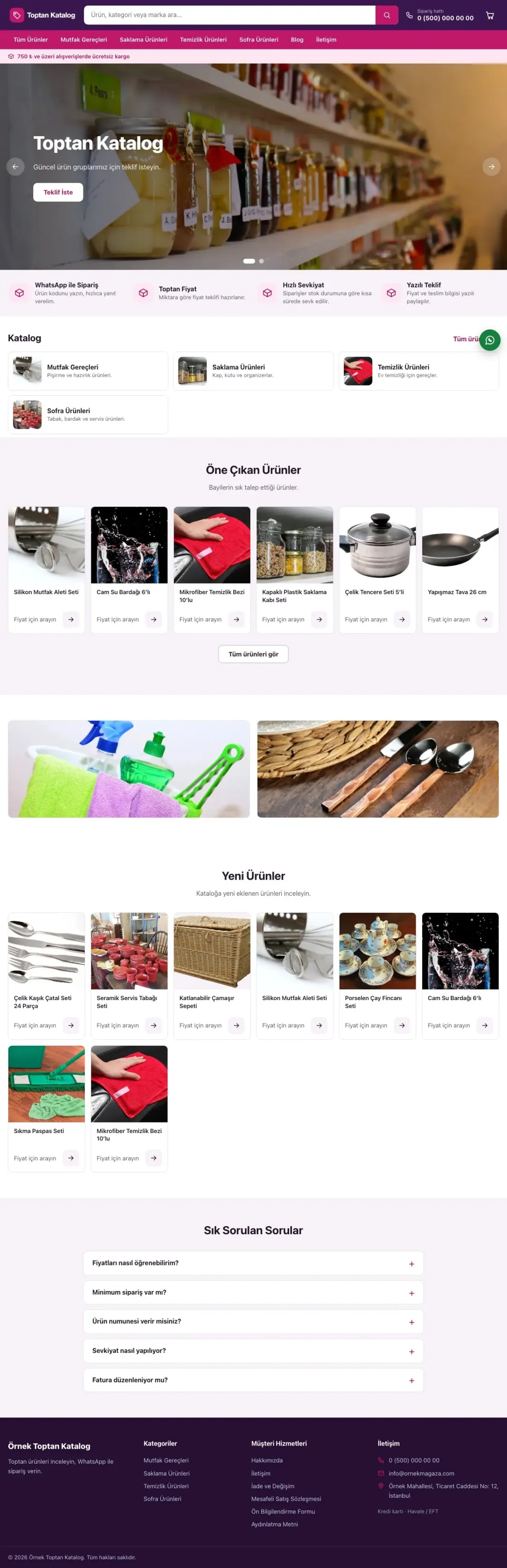 Market Mor Pembe – Katalog Sitesi ana sayfa görünümü