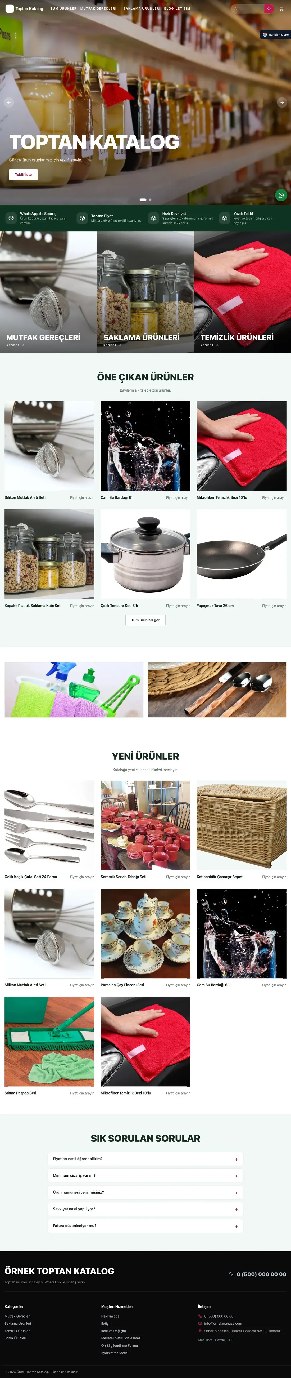 Katalog Sitesi için Sahne Yeşil Pembe – Katalog Sitesi ana sayfa görünümü