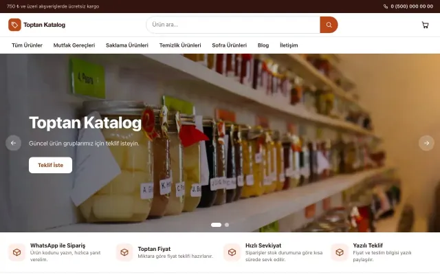 Vitrin Bordo Turuncu – Katalog Sitesi ana sayfa görünümü