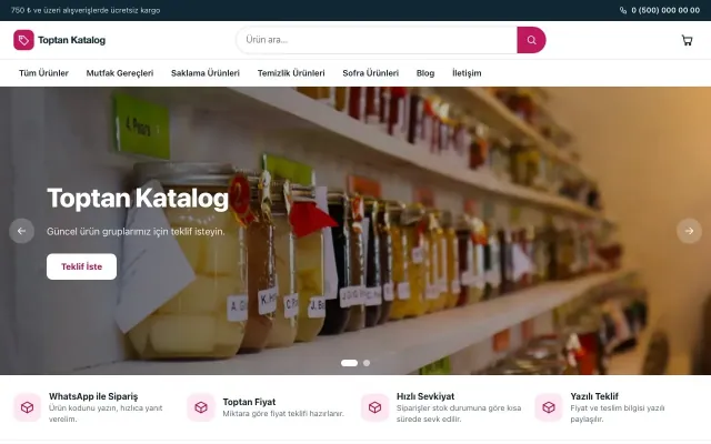 Vitrin Mavi Pembe – Katalog Sitesi ana sayfa görünümü