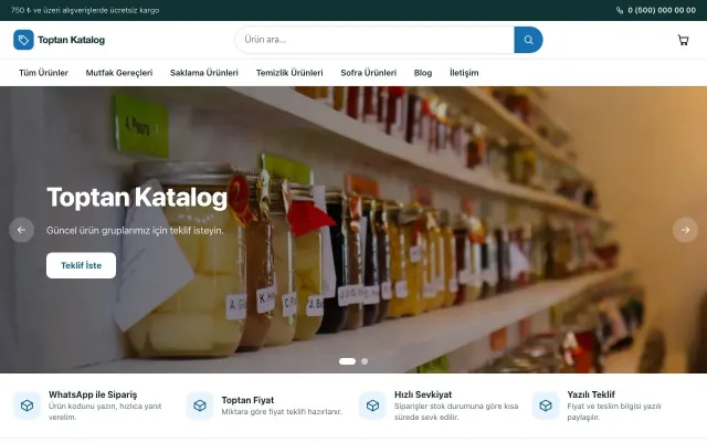 Vitrin Petrol Mavi – Katalog Sitesi ana sayfa görünümü