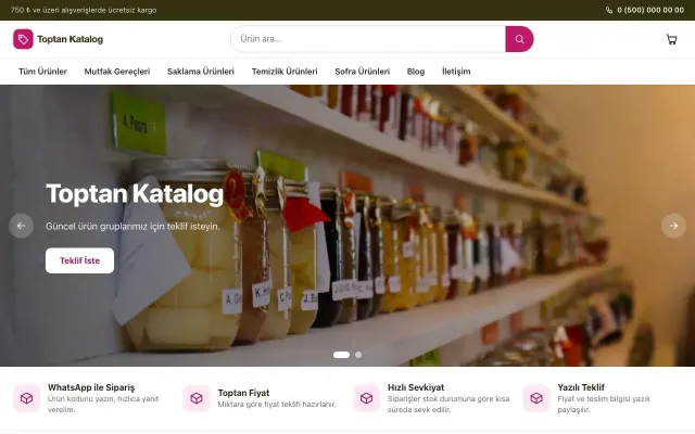 Vitrin Zeytin Pembe – Katalog Sitesi ana sayfa görünümü