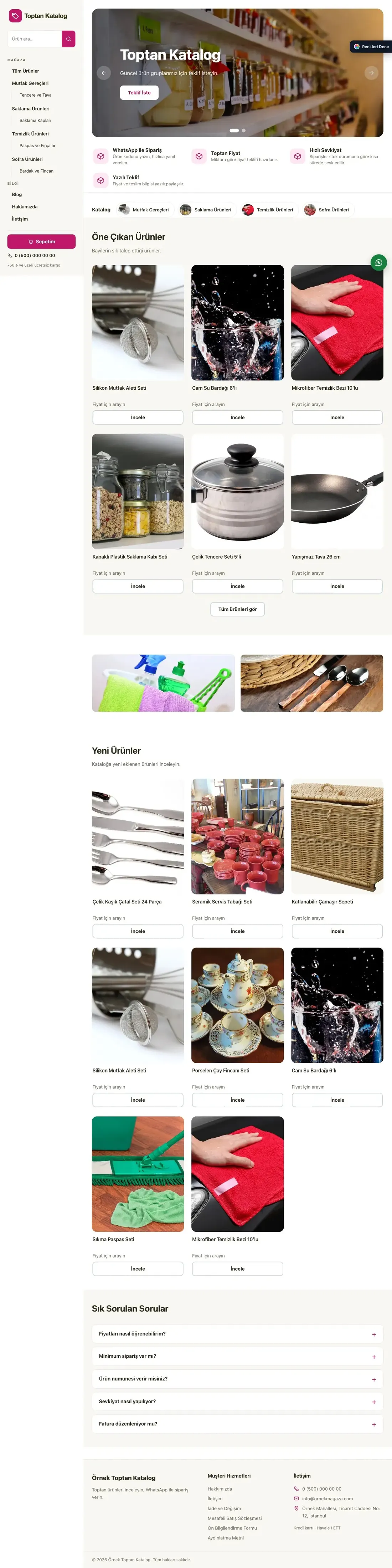 Katalog Sitesi için Yan Menü Zeytin Pembe – Katalog Sitesi ana sayfa görünümü