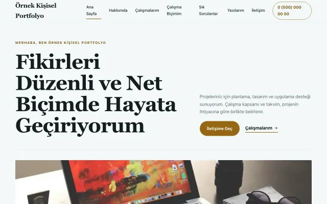 Kişisel Portfolyo için Editoryal Petrol Turuncu – Kişisel Portfolyo Web Sitesi ana sayfa görünümü
