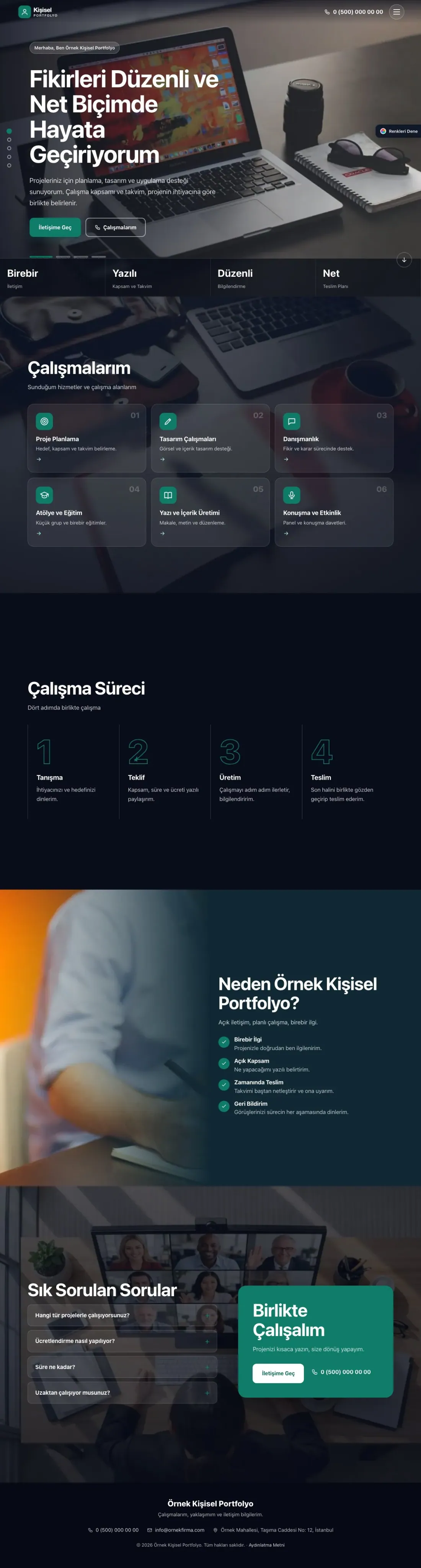 Kişisel Portfolyo için Tam Ekran Mavi Turkuaz – Kişisel Portfolyo Web Sitesi ana sayfa görünümü