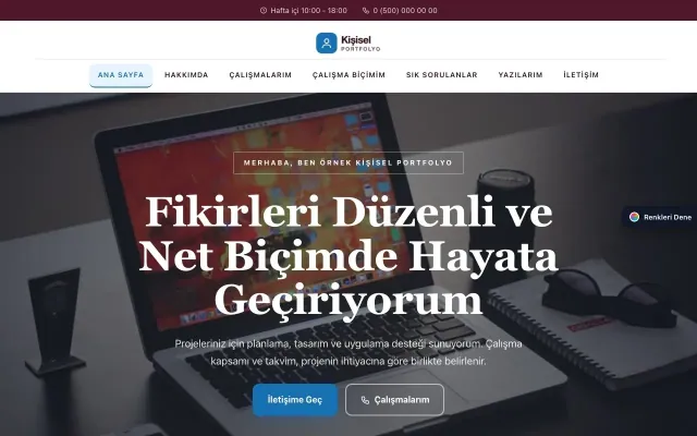 Kişisel Portfolyo için Zigzag Bordo Mavi – Kişisel Portfolyo Web Sitesi ana sayfa görünümü