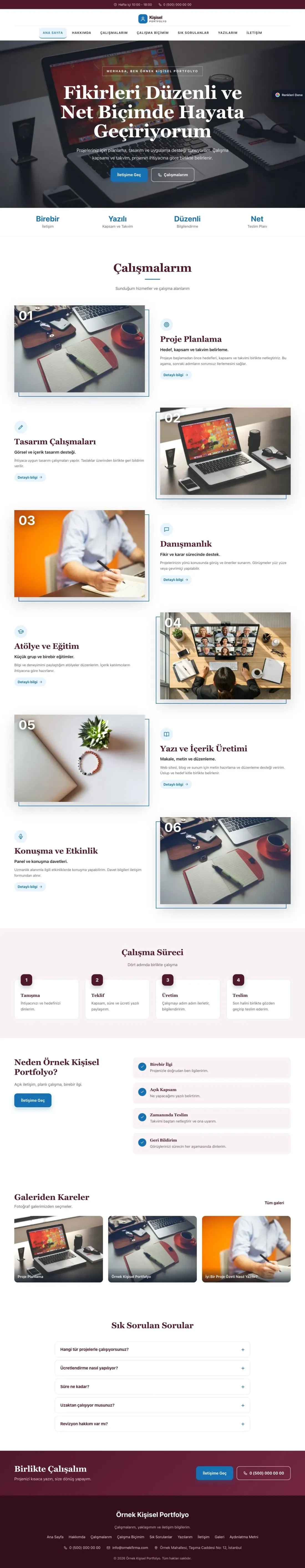 Kişisel Portfolyo için Zigzag Bordo Mavi – Kişisel Portfolyo Web Sitesi ana sayfa görünümü