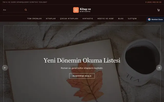 Kitap ve Kırtasiye Mağazası için Koyu Lüks Bordo Turuncu – Kitap ve Kırtasiye Mağazası E-ticaret Sitesi ana sayfa görünümü