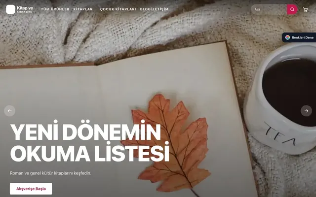 Kitap ve Kırtasiye Mağazası için Sahne Mor Pembe – Kitap ve Kırtasiye Mağazası E-ticaret Sitesi ana sayfa görünümü