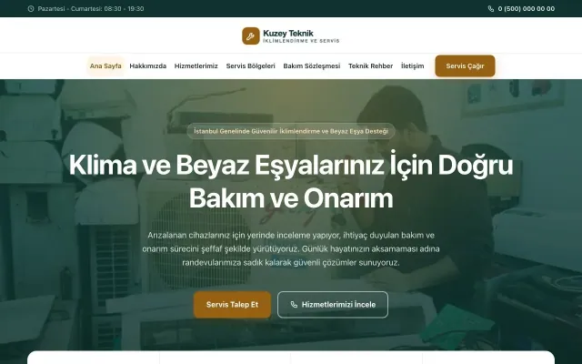 Merkez Petrol Turuncu – Klima ve Beyaz Eşya Servisi Web Sitesi ana sayfa görünümü