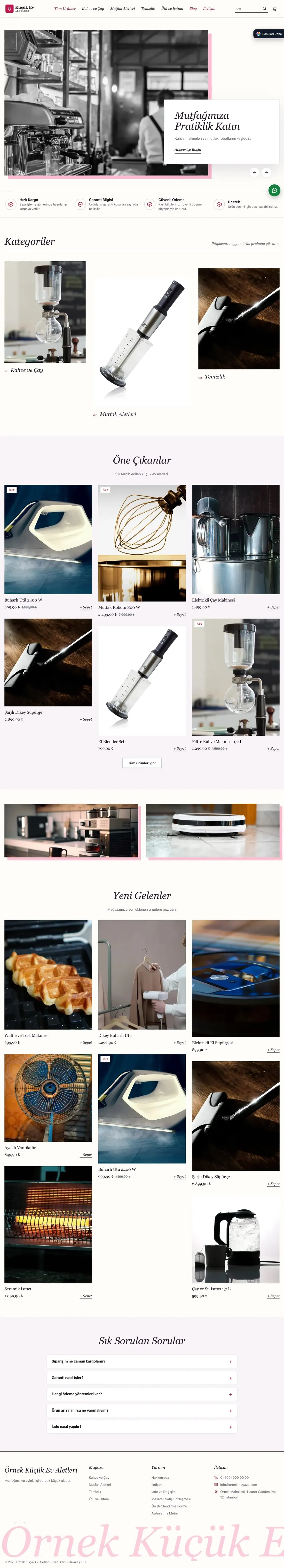 Küçük Ev Aletleri Mağazası için Lookbook Mor Pembe – Küçük Ev Aletleri Mağazası E-ticaret Sitesi ana sayfa görünümü