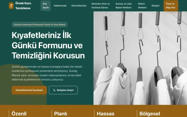 Kuru Temizleme için Blok Petrol Turuncu – Kuru Temizleme Web Sitesi ana sayfa görünümü