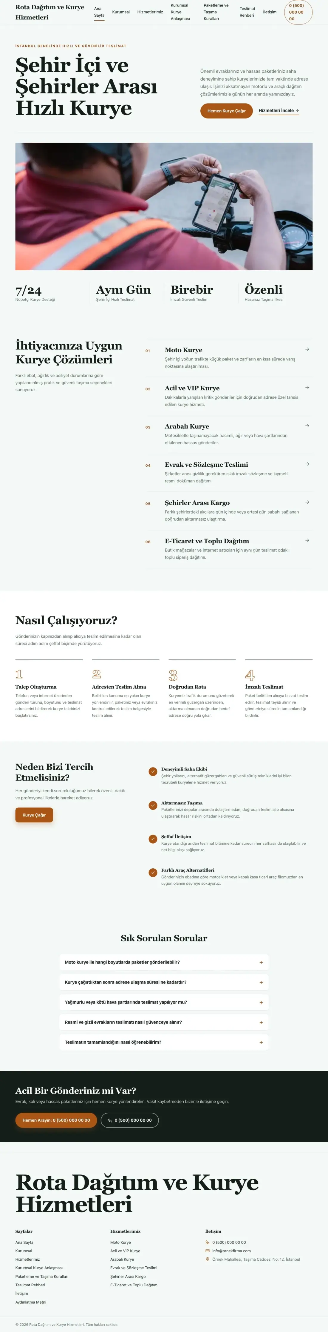 Kurye için Editoryal Yeşil Turuncu – Kurye Web Sitesi ana sayfa görünümü