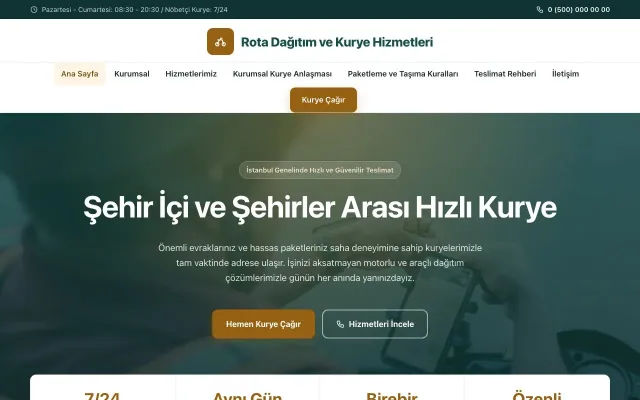 Kurye için Merkez Petrol Turuncu – Kurye Web Sitesi ana sayfa görünümü