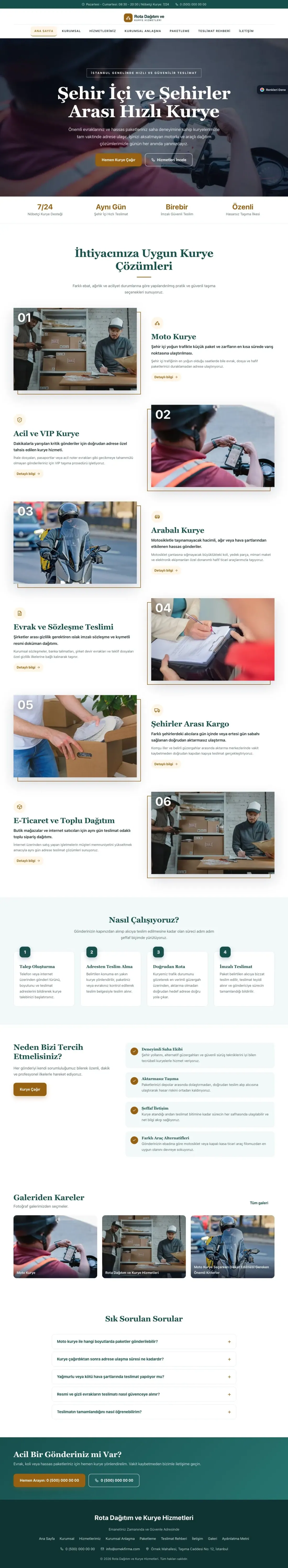 Kurye için Zigzag Petrol Turuncu – Kurye Web Sitesi ana sayfa görünümü