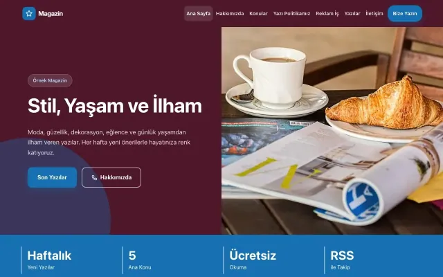 Blok Bordo Mavi – Magazin Sitesi Web Sitesi ana sayfa görünümü