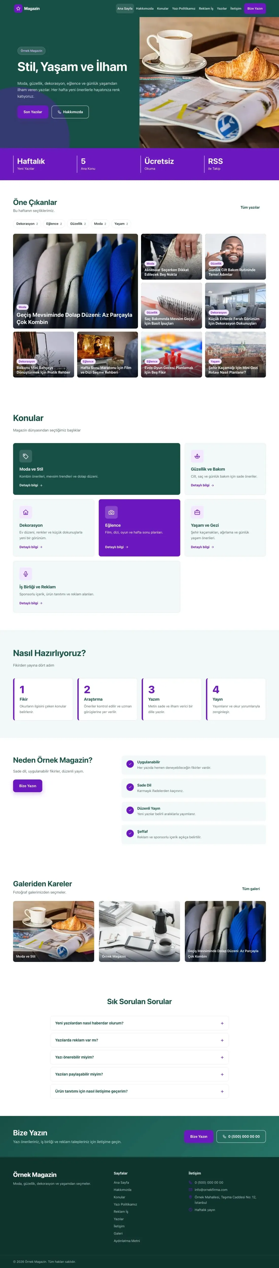 Blok Petrol Mor – Magazin Sitesi Web Sitesi ana sayfa görünümü