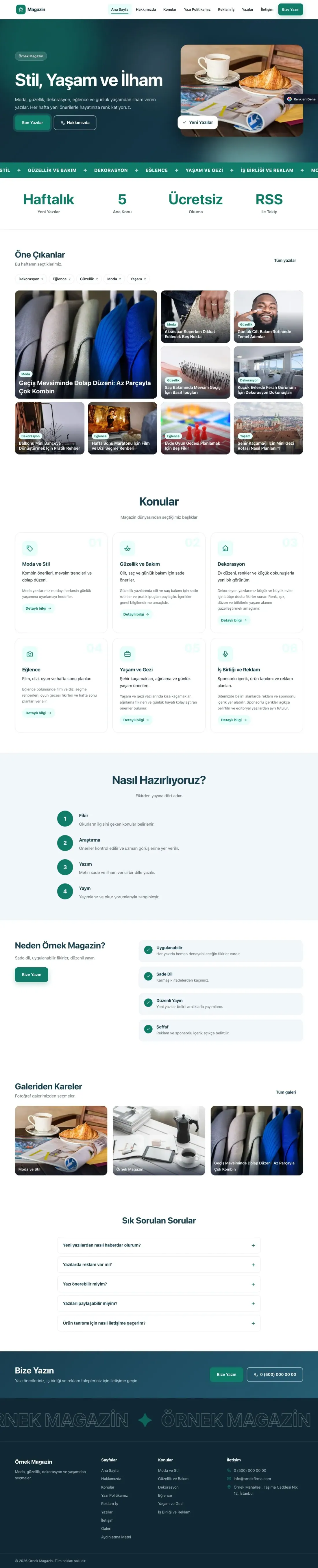 Magazin Sitesi için Hareketli Mavi Turkuaz – Magazin Sitesi Web Sitesi ana sayfa görünümü