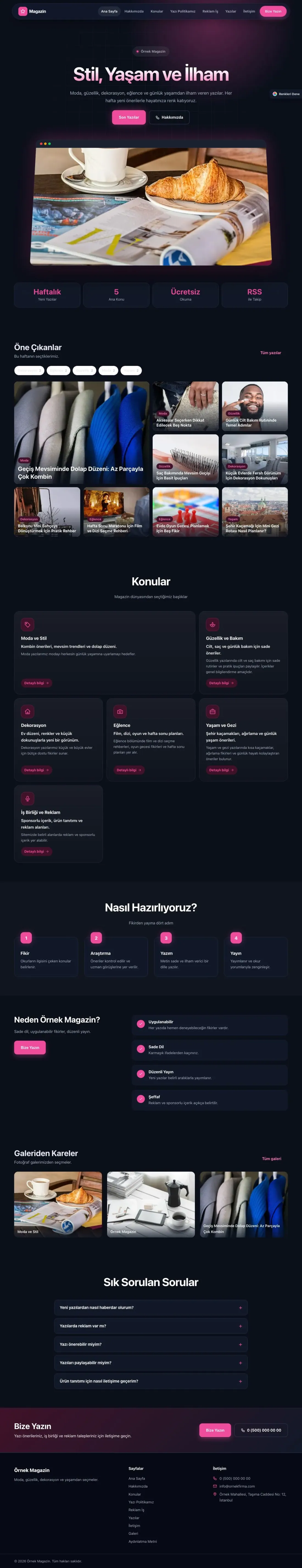 Magazin Sitesi için Koyu Modern Mavi Pembe – Magazin Sitesi Web Sitesi ana sayfa görünümü