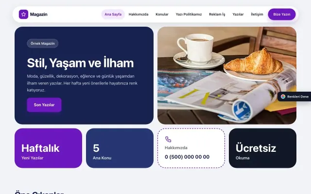 Magazin Sitesi için Mozaik Lacivert Mor – Magazin Sitesi Web Sitesi ana sayfa görünümü