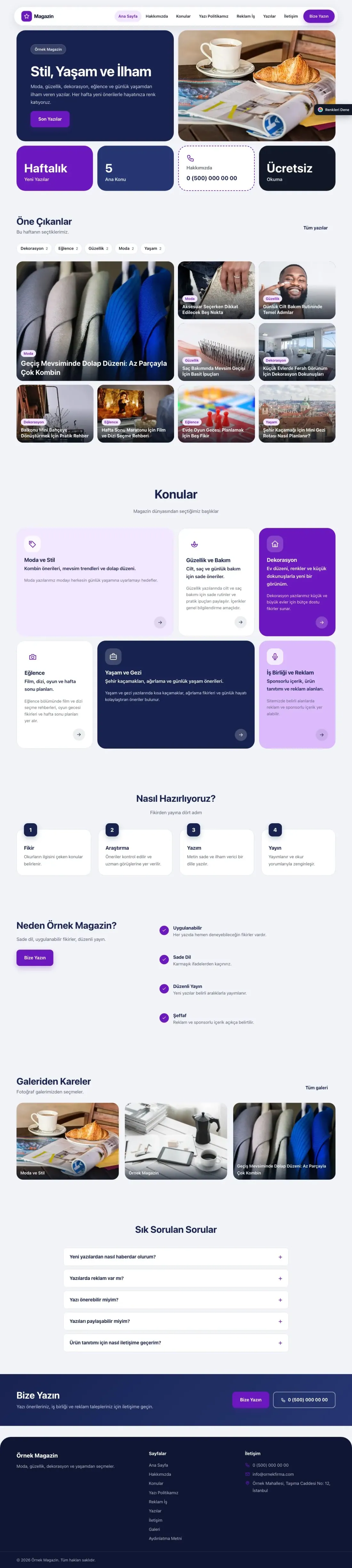 Magazin Sitesi için Mozaik Lacivert Mor – Magazin Sitesi Web Sitesi ana sayfa görünümü
