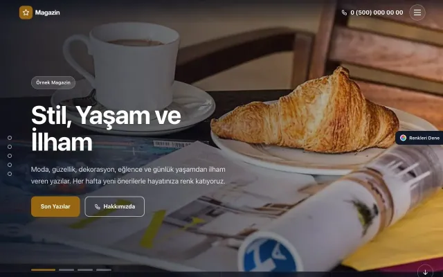 Magazin Sitesi için Tam Ekran Mavi Turuncu – Magazin Sitesi Web Sitesi ana sayfa görünümü